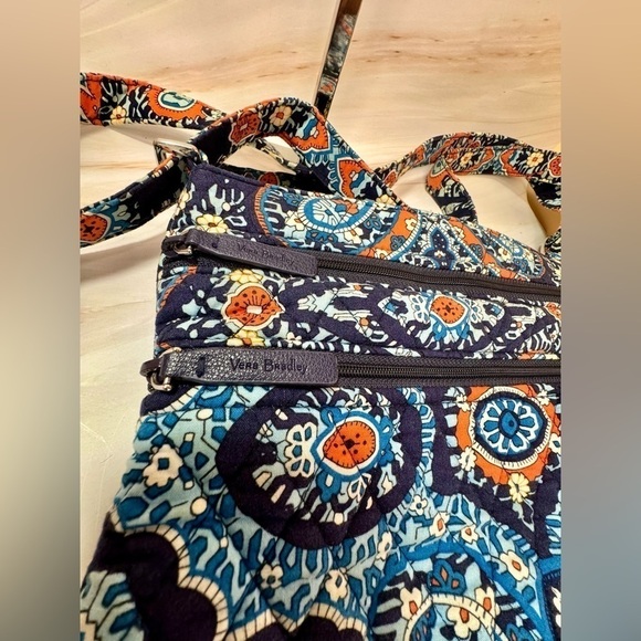 Triple Zip Hipster Vera Bradley Crossbody Bag - Blue And Orange - Picture 8 of 12